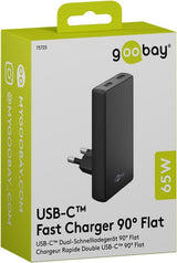 Cargador Rápido Dual Usb-C Pd Gan De 90° De Goobay (Negro, 65 Vatios) 75725