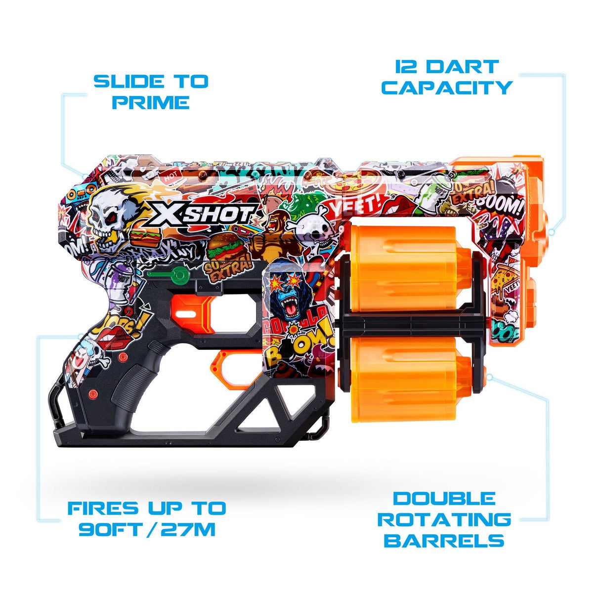 Lanzador Zuru X-Shot Skins - Dread Sketch, Dart Blaster 36517h