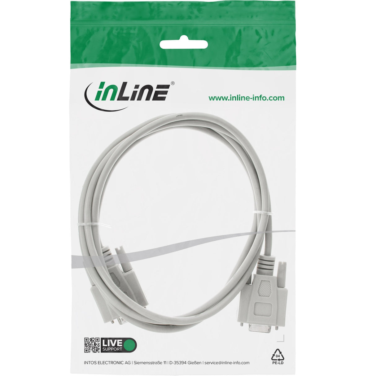 Cable De Extensión Serie Inline De 9 Pines Macho A Hembra Moldeado Directo Asignado 20 M