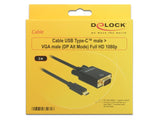 Delock Cable Usb Type-C > Vga M/M (Dp Alt Mode) Full Hd 1080p 2m Black