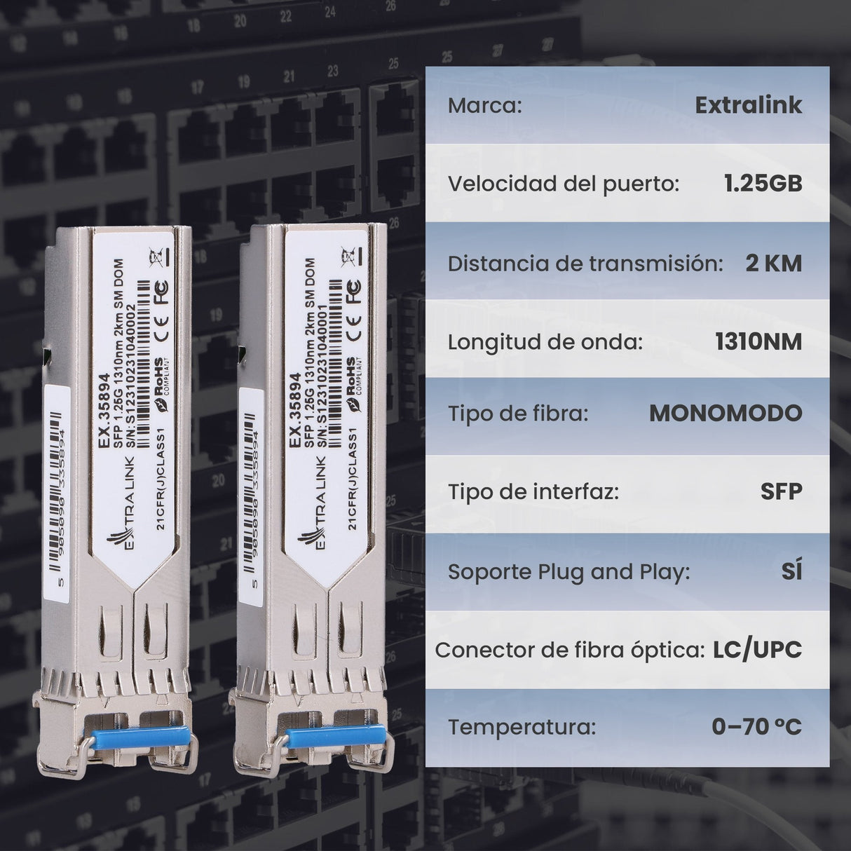 Extralink Sfp 1.25g 1310nm 2km Sm Dom 2-Pack