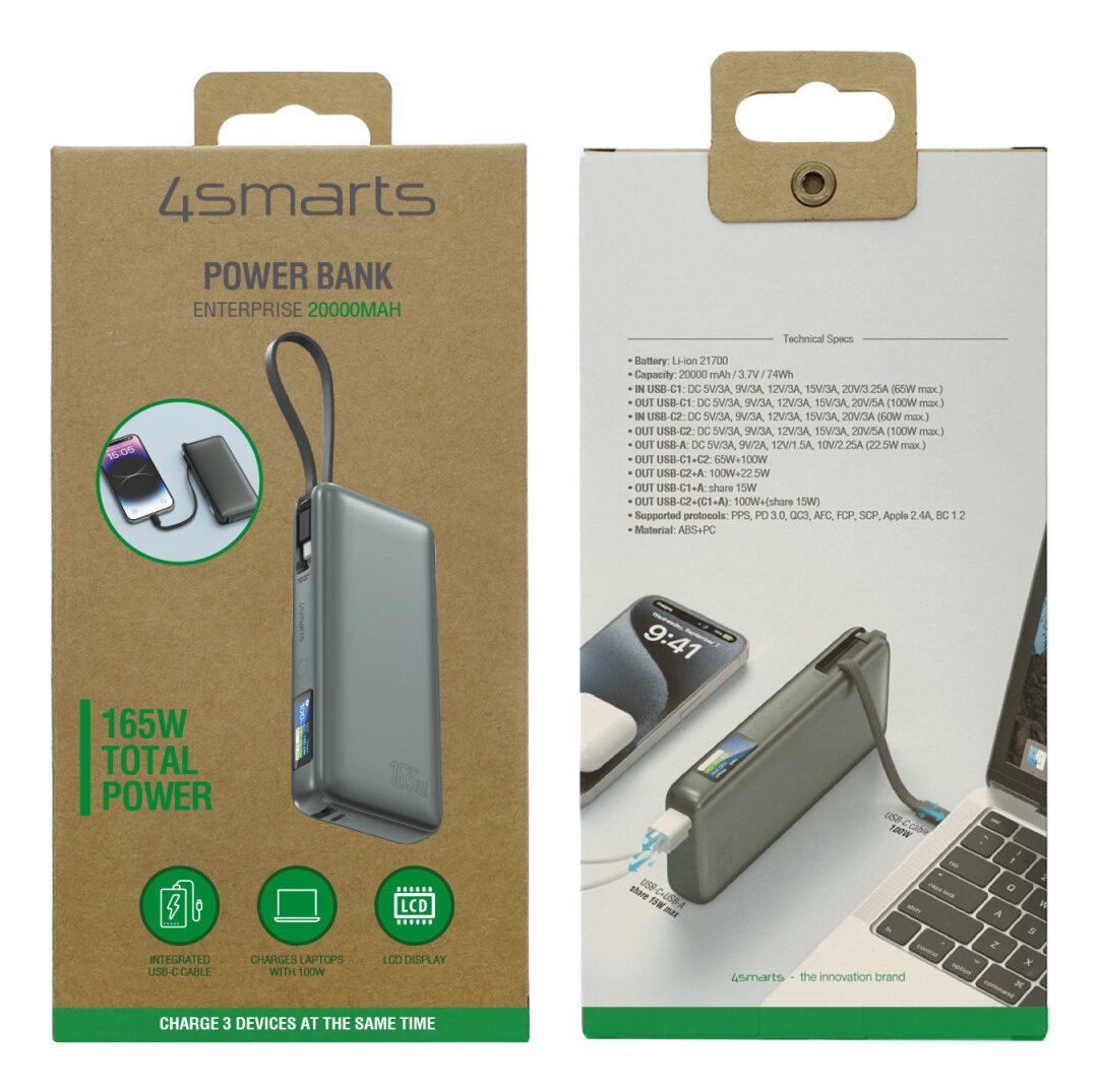 4smarts Powerbank Enterprise Inkl. Usb-C Cable 20000mah 165w