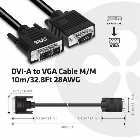 EAN 8719214471514 - CLUB3D DVI-A TO VGA CABLE M/M 3m/ 9.8ft 28 AWG DVI-D Negro imagen 3