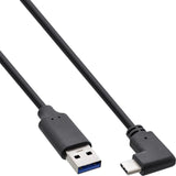 Cable Inline Usb 3.2, Usb Tipo C Macho En Ángulo A Macho A, Negro, 0,3 M