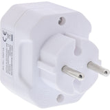 Inline® Power Adapter, Earthing Contact Plug A 3x Euro Socket, White