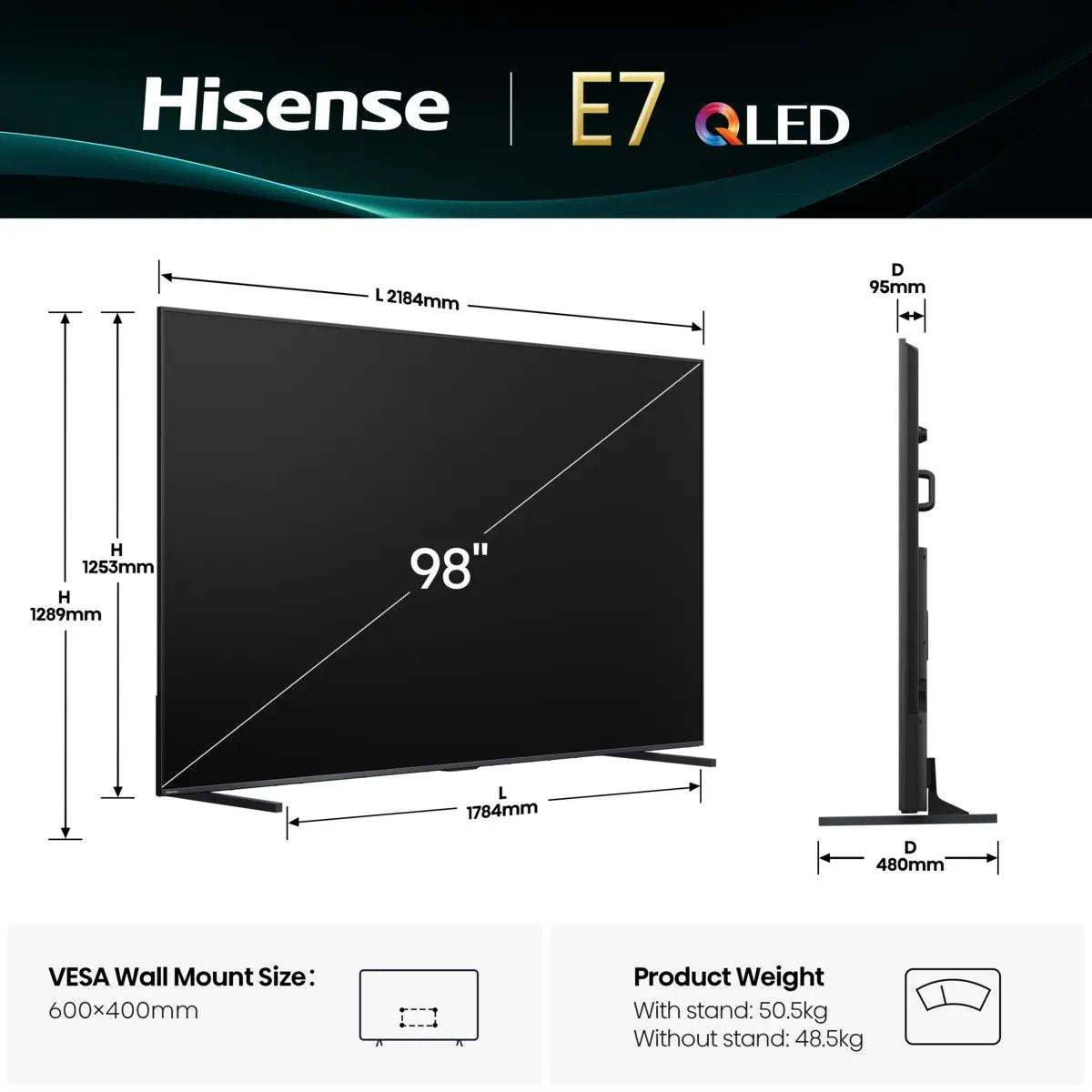 EAN 6942351424491 - Hisense 98E7Q 2,49 m (98") 4K Ultra HD Smart TV Wifi Negro imagen 5
