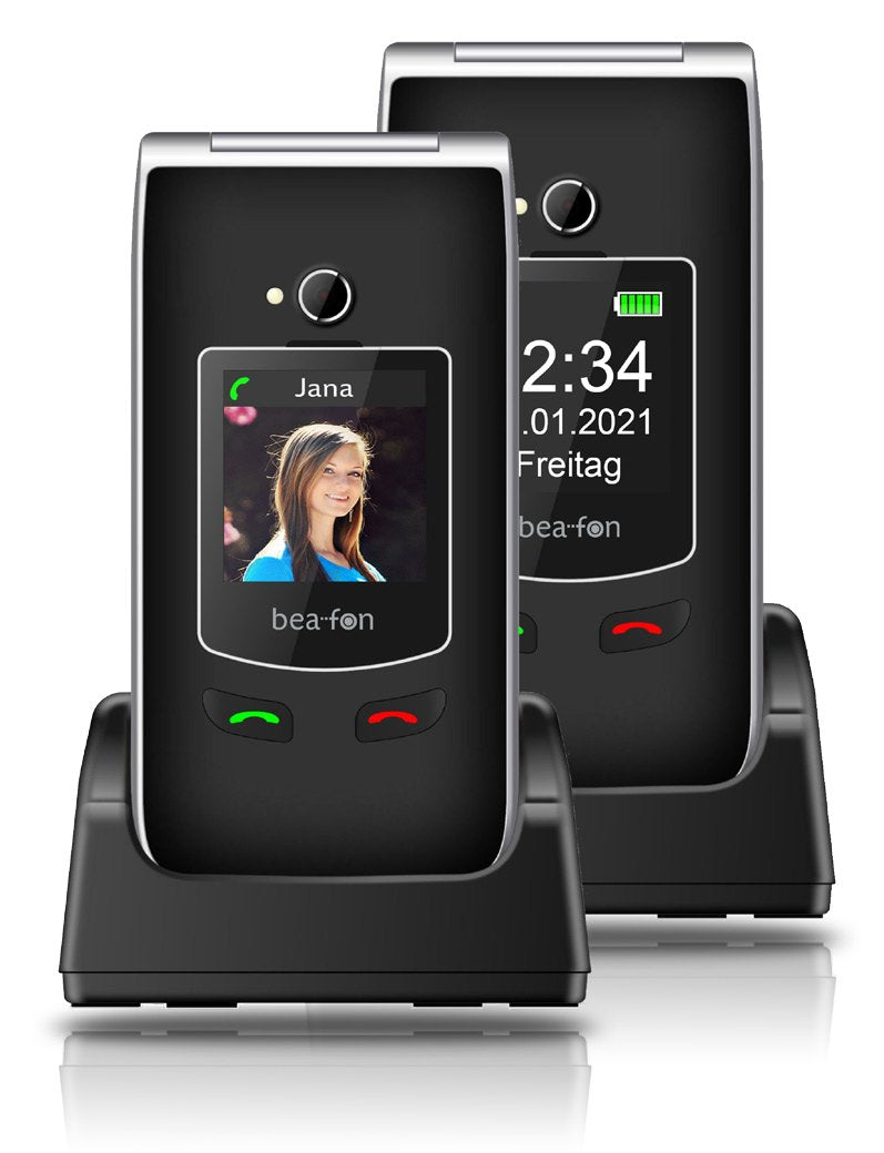 Beafon Sl645 Plus Silver Line, Teléfono Plegable Con Teclas Grandes, Negro