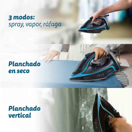 EAN 8426156018454 - Grunkel PL-3200ANODICED plancha Plancha vapor-seco 3200 W Negro, Azul imagen 4