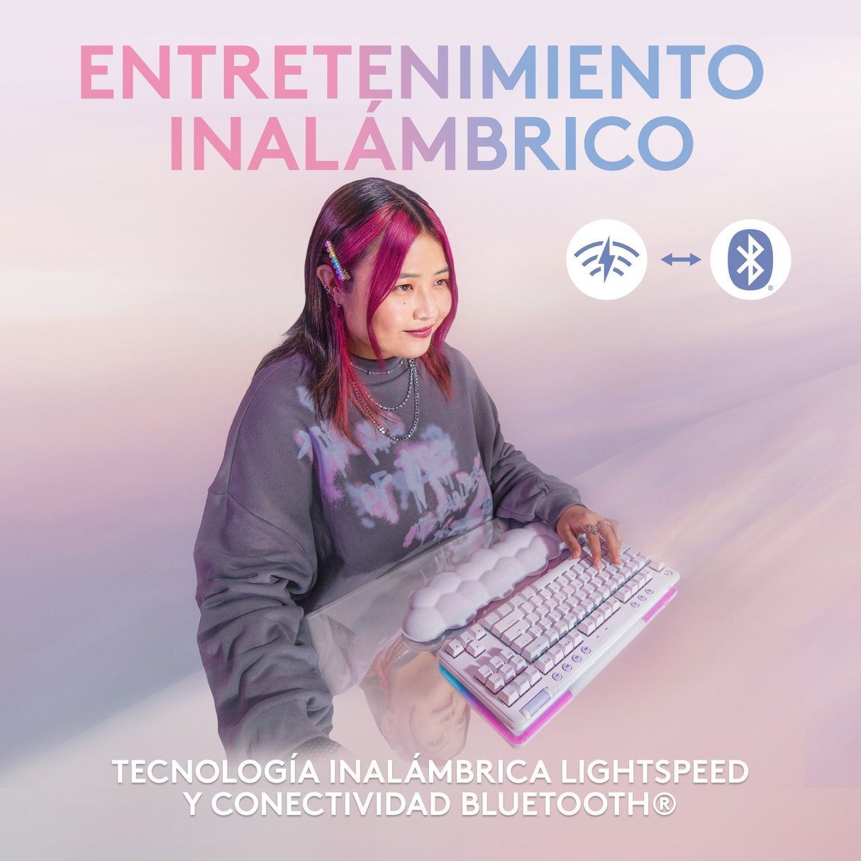 Logitech G G715 Teclado Sin Teclado Numérico Retroiluminación Bluetooth 2.4 Ghz Qwerty Español Interruptor: Tactile Blanco