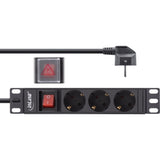 Regleta Pdu Inline De 10", Enchufe Protector De 3 Puertos, Con Interruptor, 2 M, Negro
