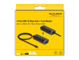 Delock 64234 Hub Usb Type-C 3 Puertos Con Lector De Tarjetas Sd Y Micro Sd - 60 Cm Cable E Interruptor Para Cada Puerto