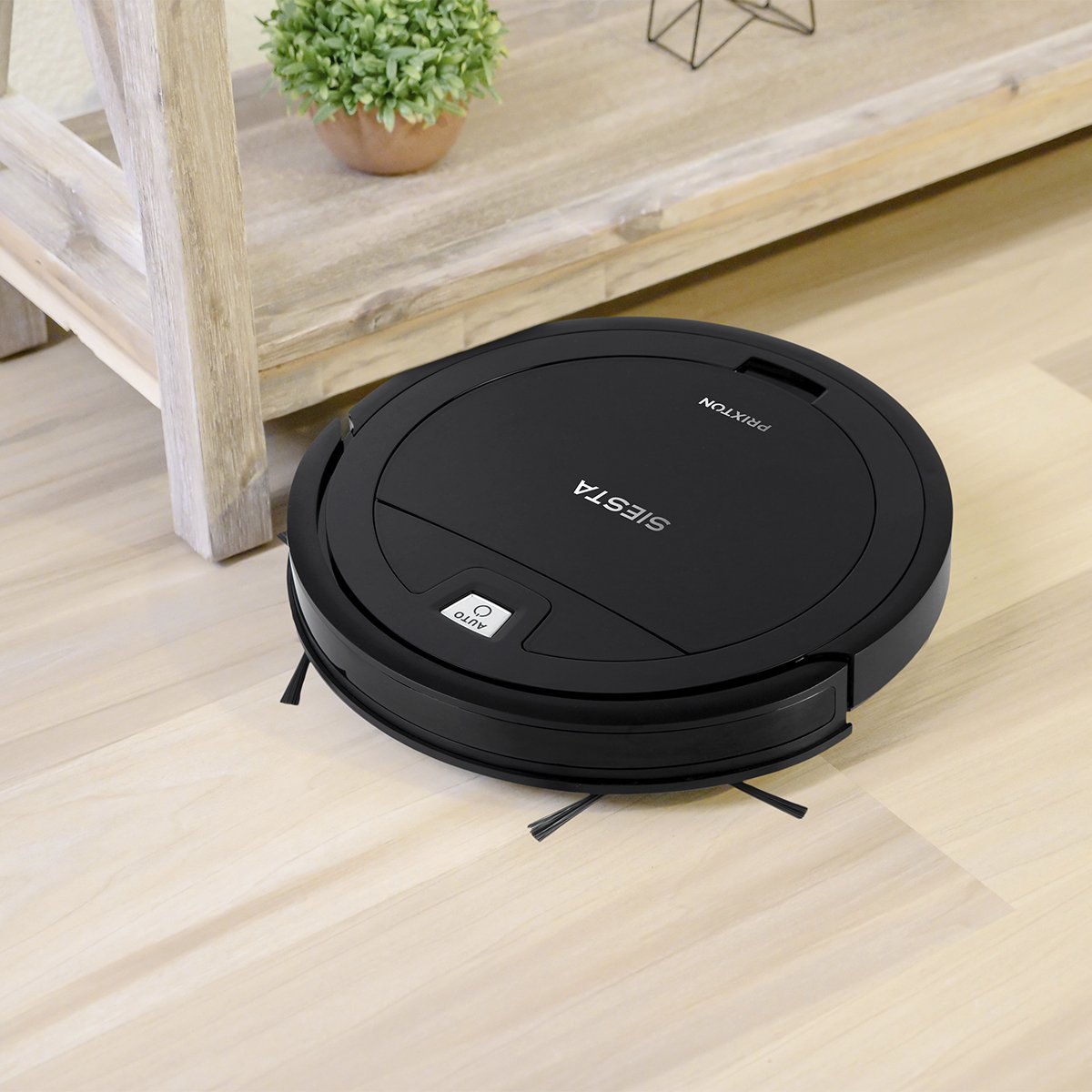 Robot Aspirador Prixton Siesta Negro Wifi App Tuya Compatible Asistente De Voz 4 Modos Bateria 2000mah 350-1000 Pa Polvo 250ml Agua 125ml