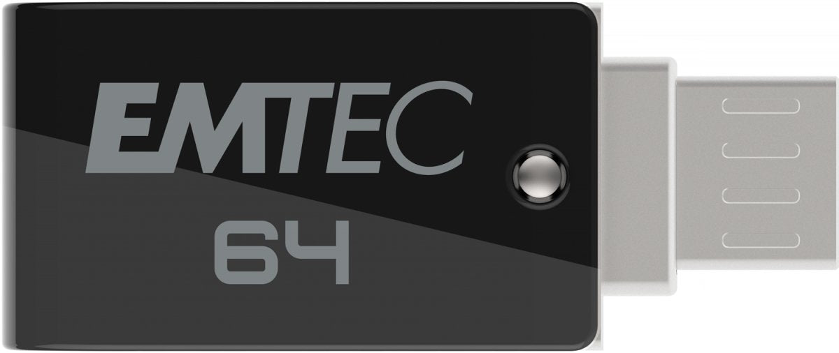 Emtec T260b Unidad Flash Usb 64 Gb Usb Type-A / Micro-Usb 2.0 Negro, Acero Inoxidable