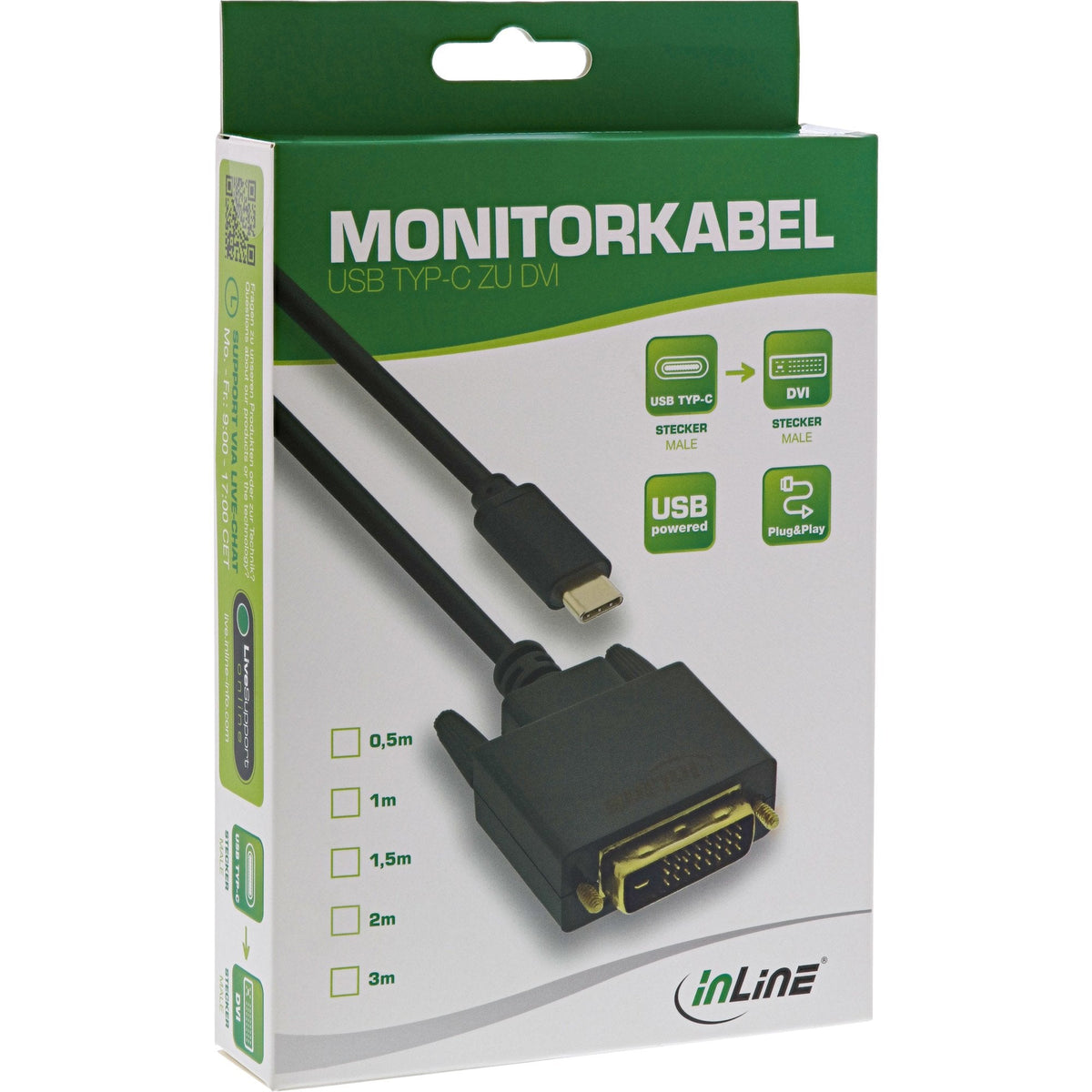 Cable Inline, Usb Tipo C Macho A Dvi Macho (Modo Dp Alt), Negro, 2 M