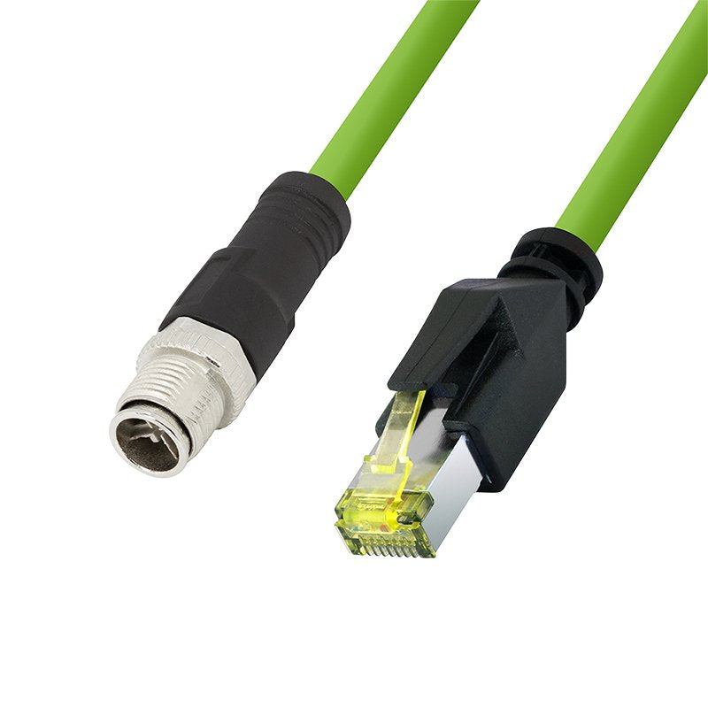 M12 Cat6a Industrial Patch Cable, Pur, M12 X-Coded To Rj45, 0,25 M