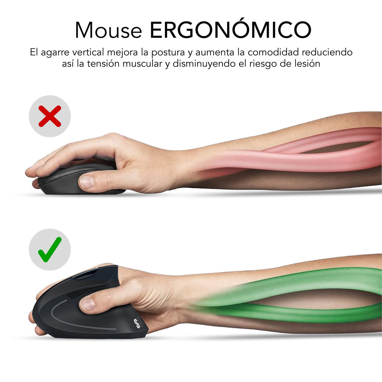 Raton Optico Dual Glide Vertical Ergo Dual Bateria Blanco Subblim Hasta 1600dpi/ Conexión Dual/ Rf, Bluetooth/ Batería Recargable