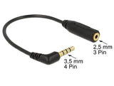 Delock 0.175m 3.5mm/2.5mm Cable De Audio 0,175 M 3,5mm 2,5mm Negro