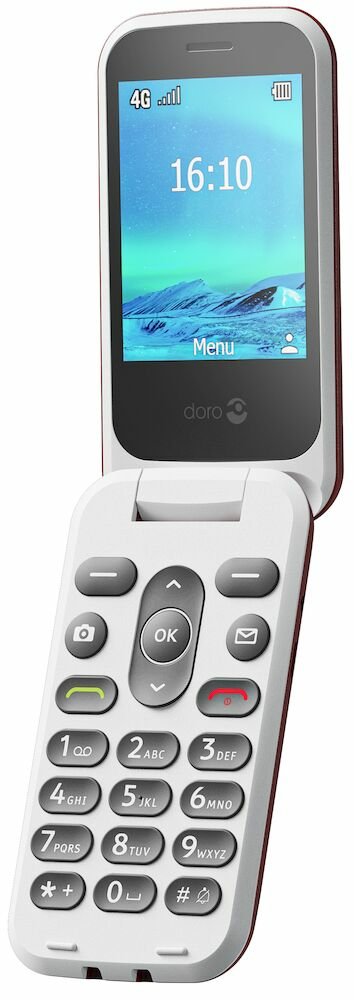 Doro 2880 4g, Grosstastenklapphandy, Rojo (Ohne Netzteil)