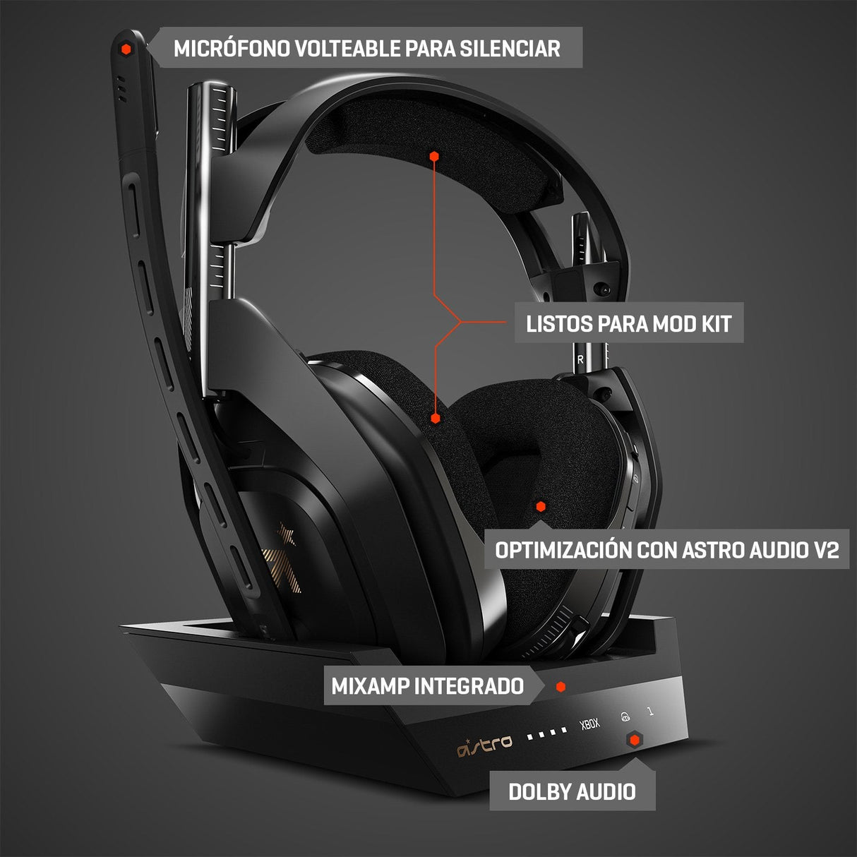 A50 (2019) + Basis Station, Headset Schwarz, Für Xbox One