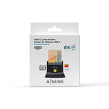 Aisens Lector De Tarjetas Inteligente Dni Con Lector Sim, Sd, Mirosd, Mmc, Rs-Mmc, Mmc Micro, Usb-C, Negro