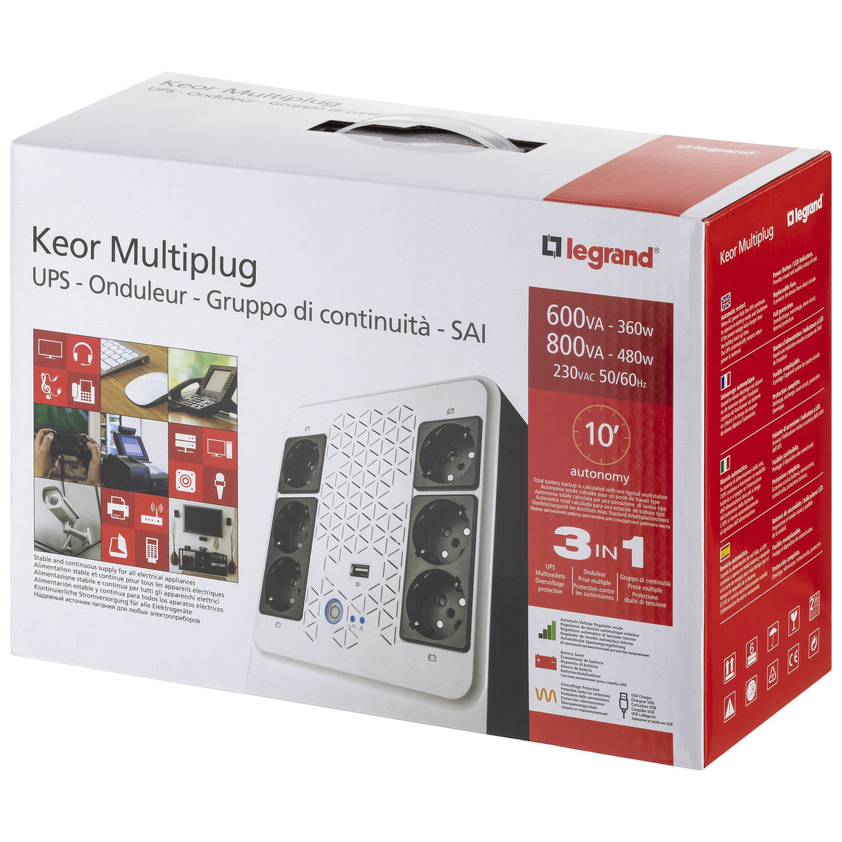 EAN 3414971227262 - Legrand Keor ASI MULTIPLUG 600 FR sistema de alimentación ininterrumpida (UPS) Línea interactiva 0,6 kVA  imagen 5