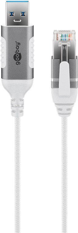 Cable De Adaptador Ethernet De Goobay Usb-A 3.2 Gen1> Rj-45, Blanco Delgado, 10 Metros 74383