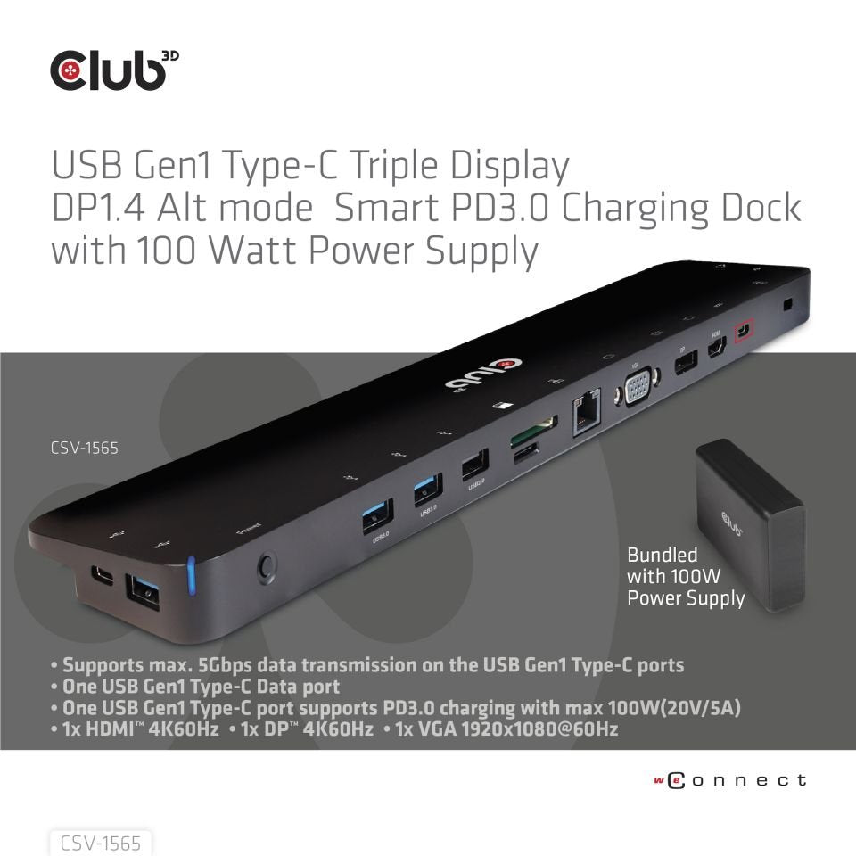 EAN 8719214472702 - CLUB3D CSV-1565 base para portátil y replicador de puertos Acoplamiento USB 3.2 Gen 1 (3.1 Gen 1) Type-C  imagen 7