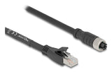 Delock M12 Cable X-Kodiert 8 Pin Buchse Zu Rj45 Stecker Cat.5e S Ftp Flexibel 2 M Schwarz