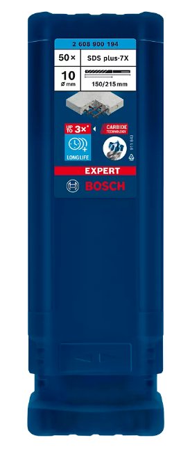 Bosch Professional Expert Taladro Percutor Sds-Plus-7x, Ø 10 Mm, 50 Piezas, Longitud Útil 150 Mm 2608900194