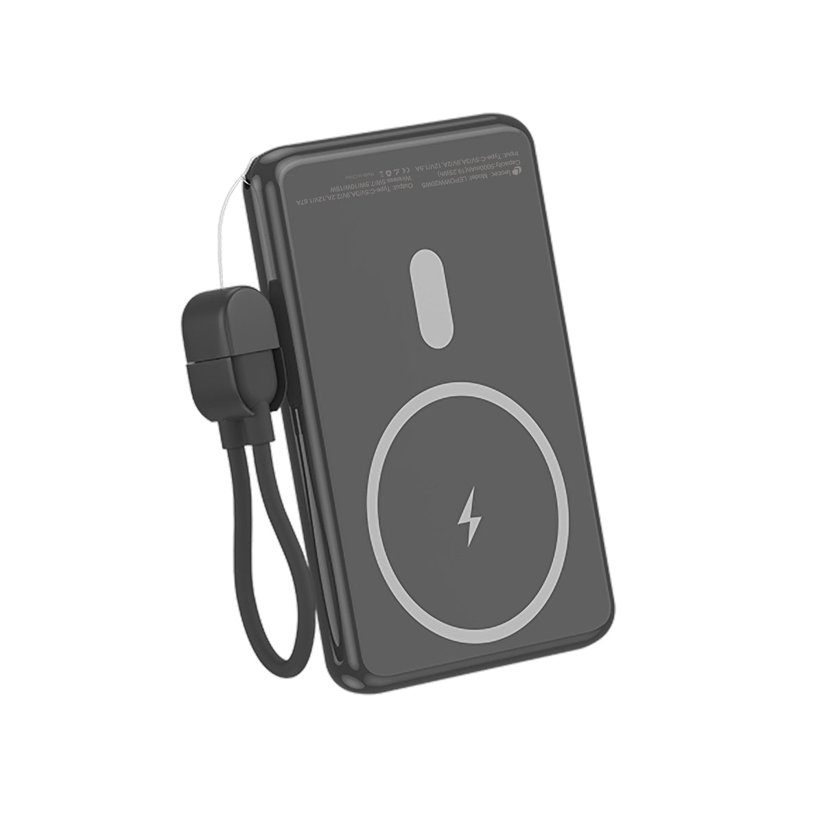 Powerbank 5000mah Leotec Lepoww20w5k 20w Wireless Negra Incluye Cable Usb Tipo-C