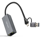 Adaptador Usb Macho + Usb Tipo-C Macho Rj45 Nanocable 10.03.0411 1000mbps