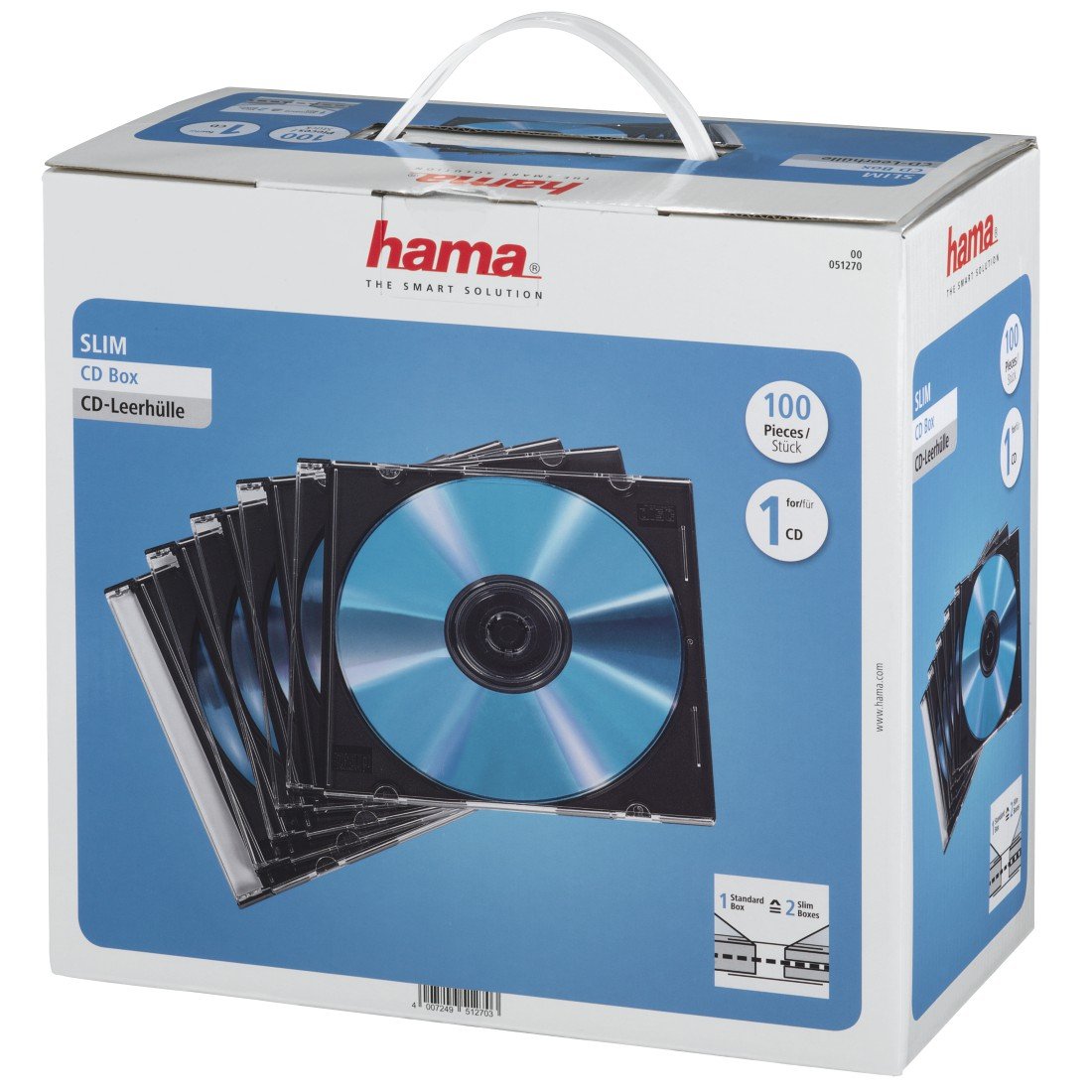 Hama 00051270 Estuche Delgado Para Cd - Caja De 100 - Transparente Y Negro