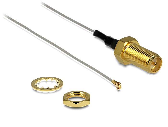 Delock Antennencable Rp-Sma Buchse Zum Einbau > Mhf Iii  U.Fl-Lp-040 Kompatibler Stecker 20cm 0.81 Gewindelnge 10mm