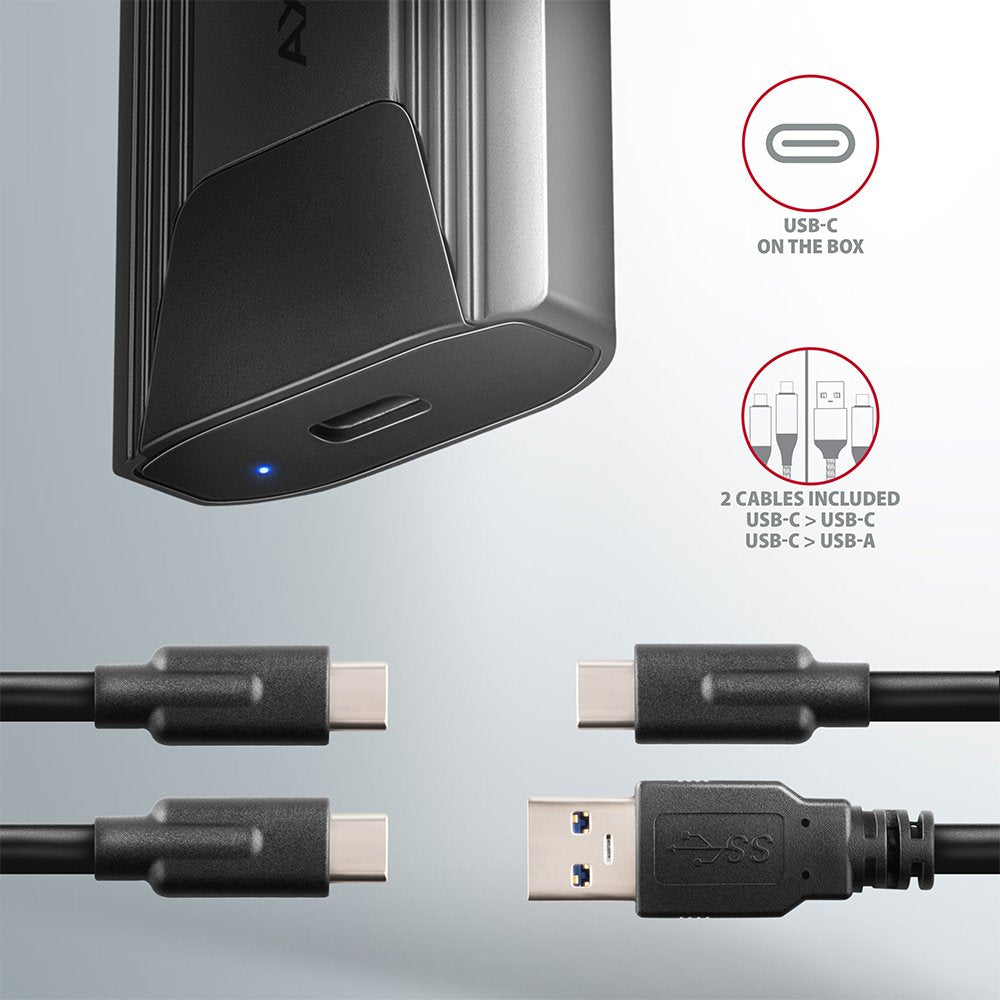 Axagon Eem2-Gtsa Caja Para Disco Duro Externo Caja Externa Para Unidad De Estado Sólido (Ssd) Gris M.2