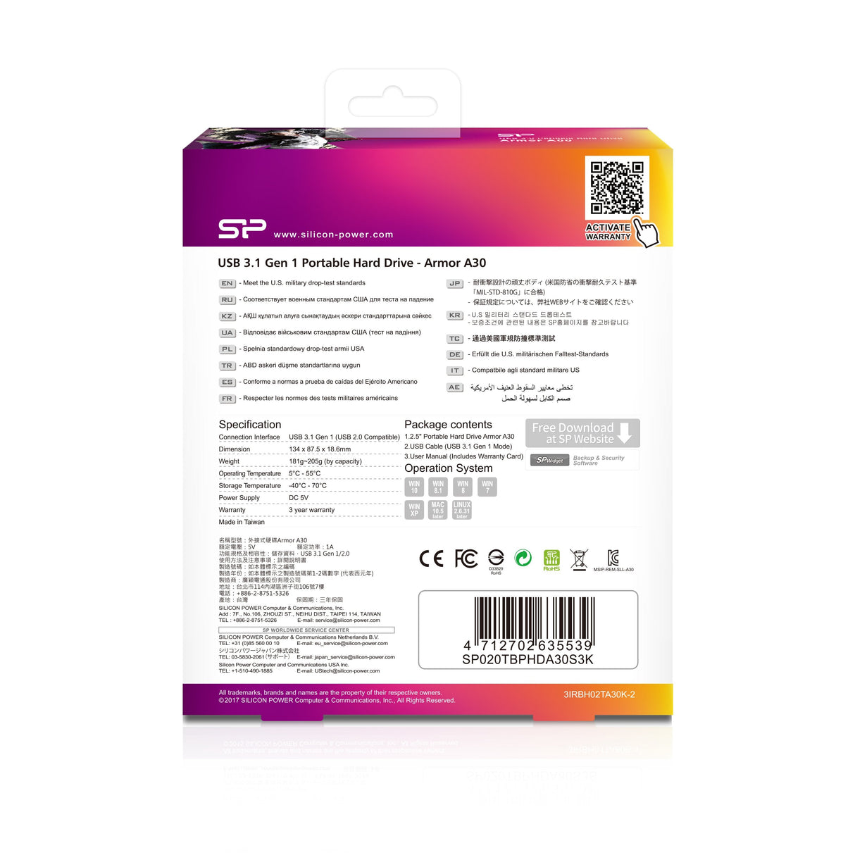 Disco Externo Hdd Silicon Power A30 2tb 2.5" Usb 3.1 Antigolpes