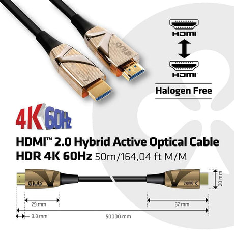 EAN 8719214471088 - CLUB3D CAC-1391 cable HDMI 50 m HDMI tipo A (Estándar) Negro, Bronce imagen 3