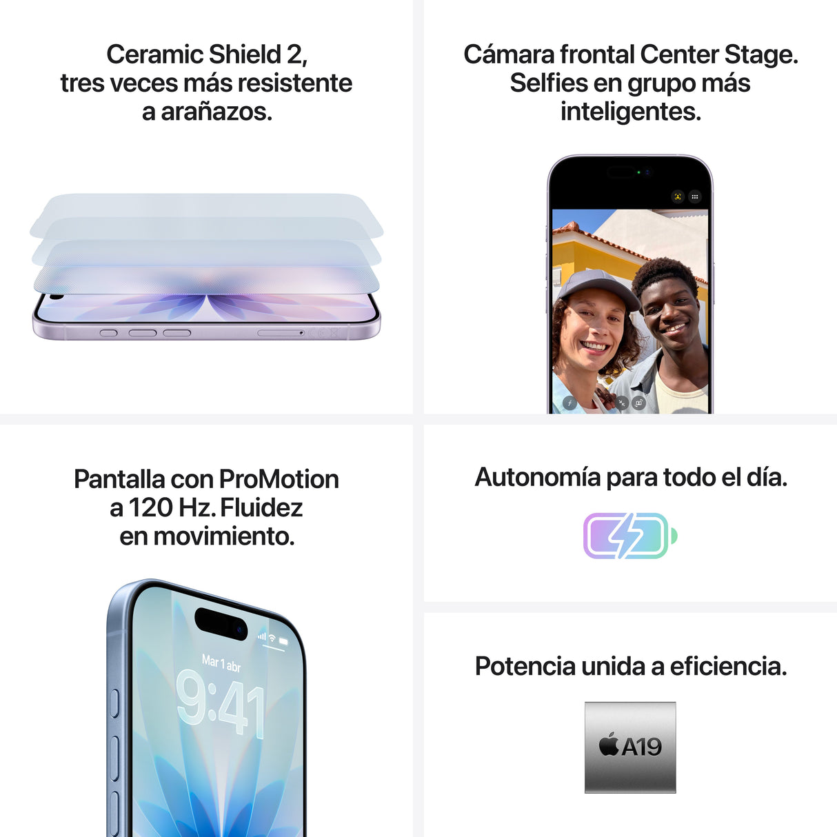 EAN 0195950645101 - Apple iPhone 17 16 cm (6.3") SIM doble iOS 26 5G USB Tipo C 512 GB Lavanda imagen 6