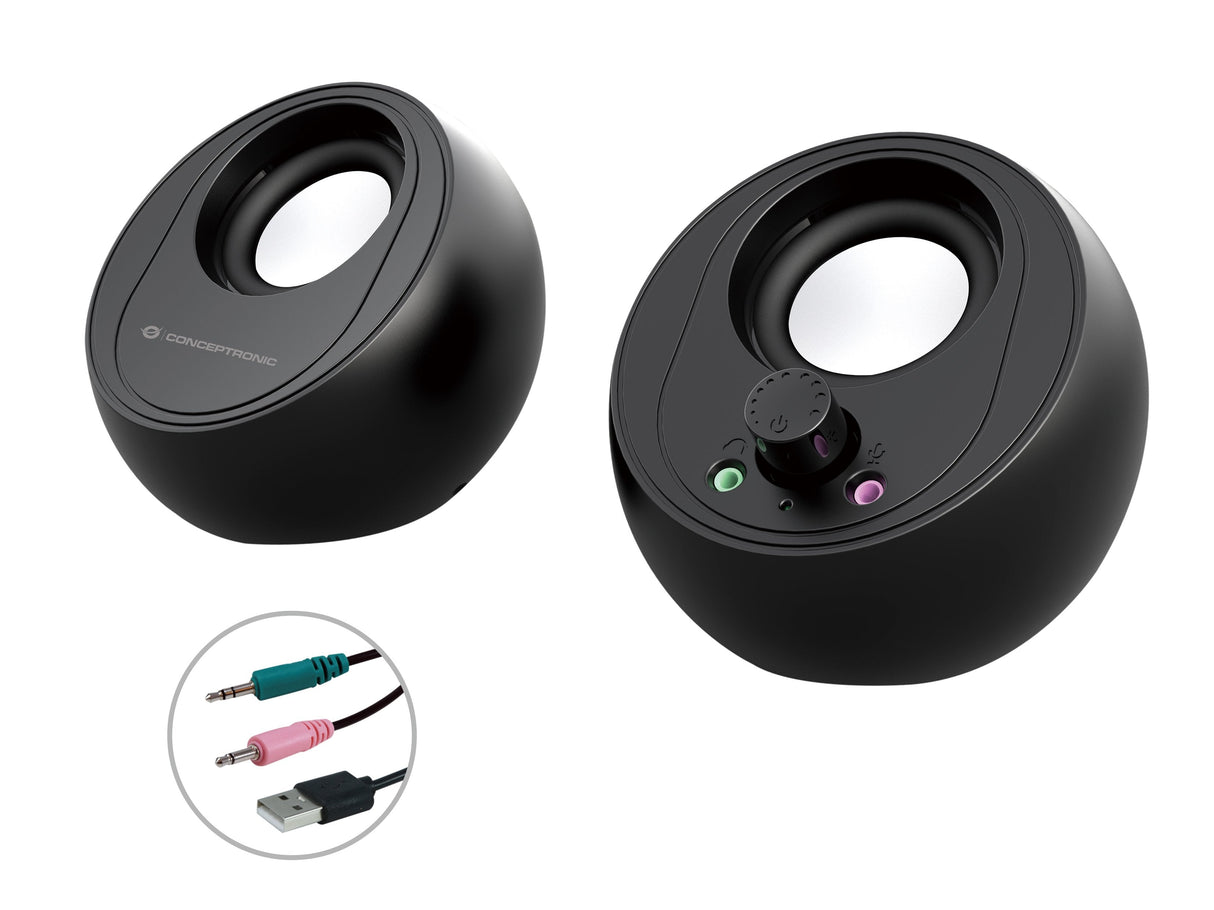 Altavoces 2.0 Conceptronic Bjorn01b 10w Color Negro Jack 3.5  Y Bluetooth Alimentacion Usb