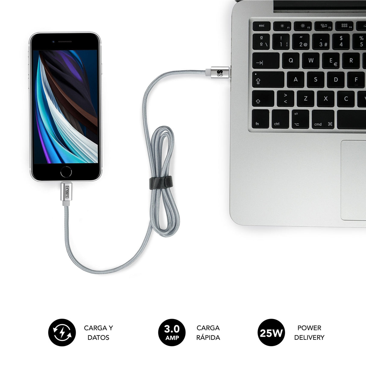 Subblim Cargador Ultra Rapido 2xusb De Pared Pd25w+Qc3.0+Cable C To C Y Lightning Blanco