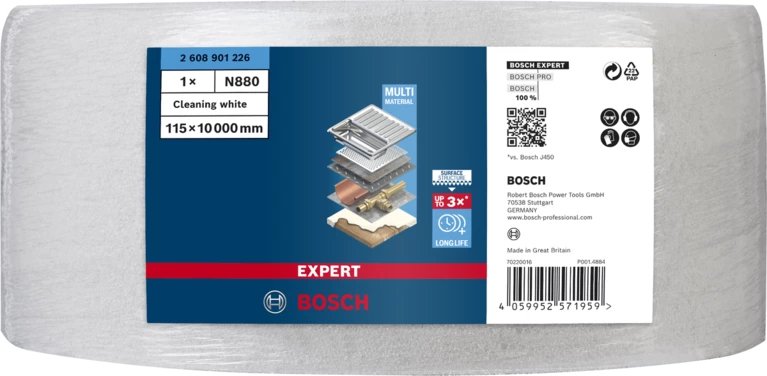 Bosch Professional Expert Vlies Rol N880 Cleaning, 115 Mmx10m, Lámina De Molienda Blanca, Rollo De 10 Metros, Para Bucles Manuales 2608901226