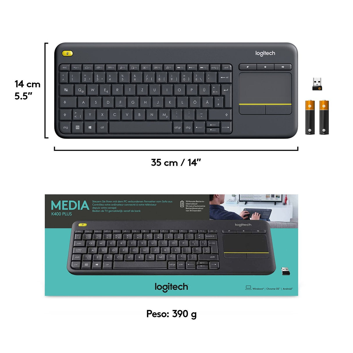 EAN 5099206059351 - Logitech 920-007137 teclado Hogar RF inalámbrico QWERTY Español Negro imagen 12