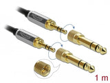 Delock Cable Estéreo De 3,5 Mm, 3 Pines Macho A Macho Con Adaptador De Tornillo De 1 M