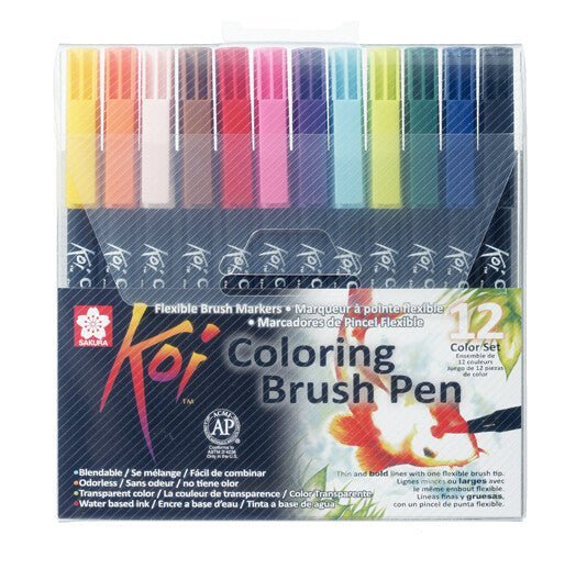 Talens Sakura Rotuladores Punta Pincel Koi Colouring Brush Pen Estuche De 12 C/Surtidos