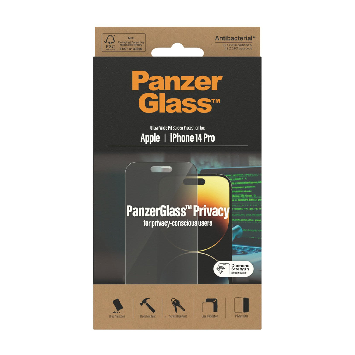 EAN 5711724127724 - PanzerGlass ® Privacy Screen Protector iPhone 14 Pro | Ultra-Wide Fit Protector de pantalla Apple 1 pieza imagen 3