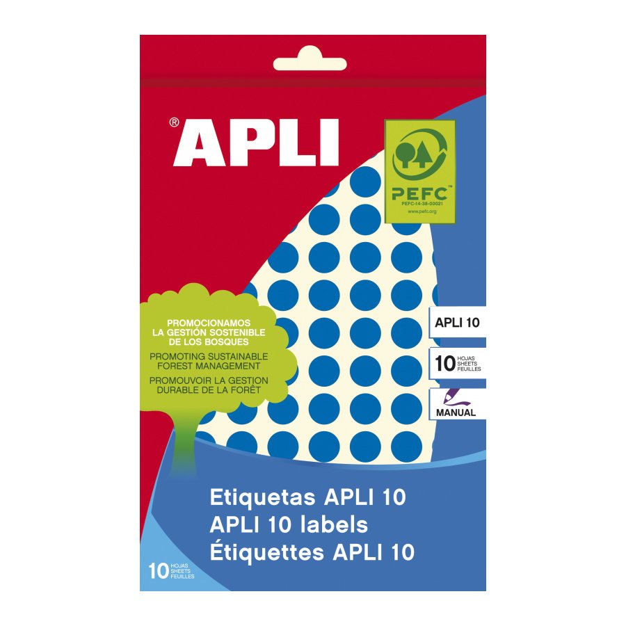 Apli Etiquetas Adhesivas Circulares Ø10mm Escritura Manual 126 X 8h Apli 10 Azul