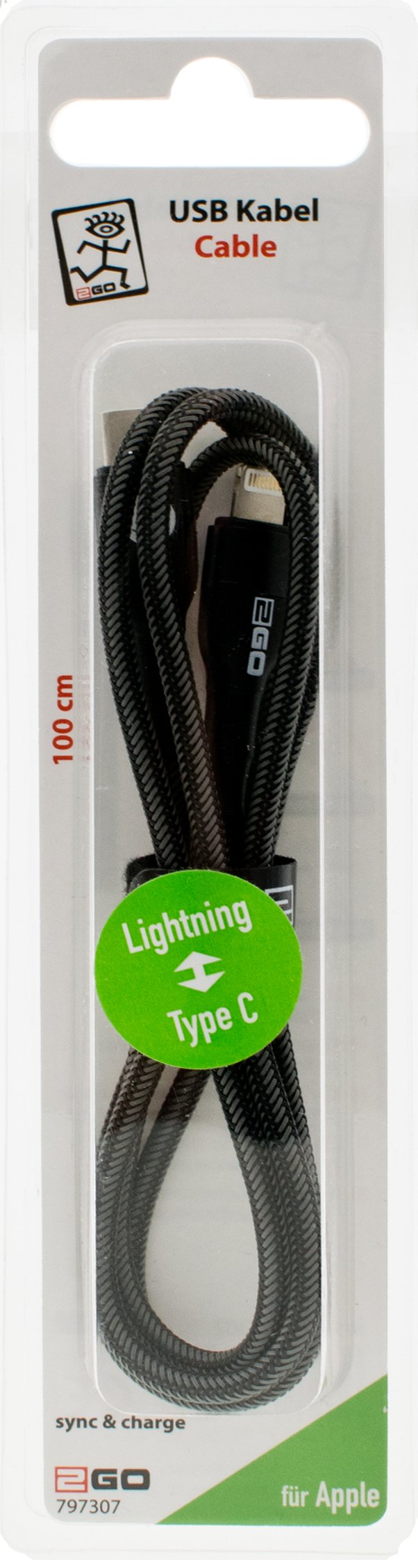 2go Cable Usb Type C->Lightning Negro 1m