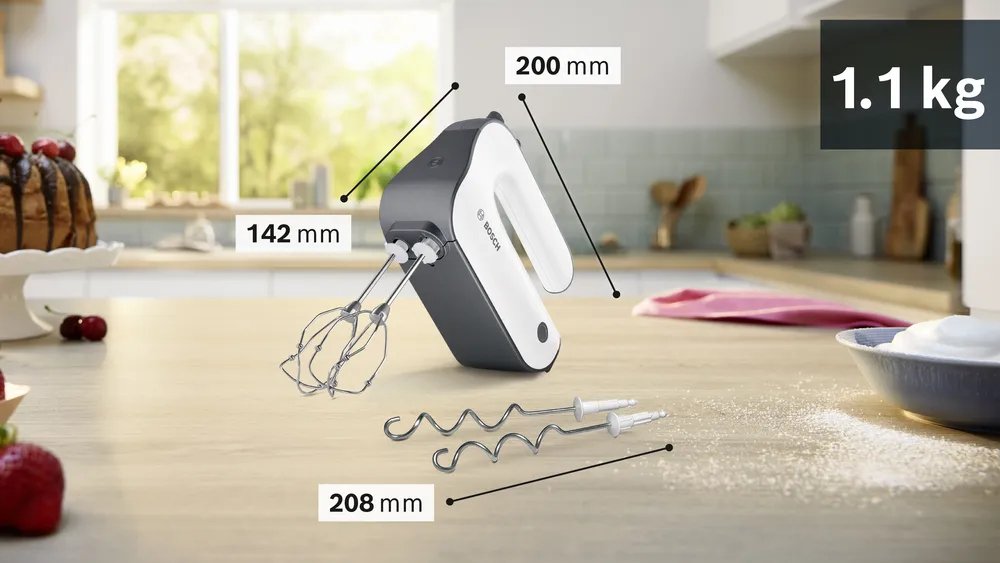 Batidora Bosch Mfq4  De Mano 850 W Negro, Acero Inoxidable, Blanco