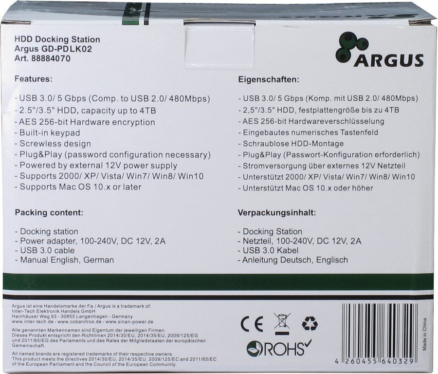 Inter-Tech 88884070 Base De Conexión Para Disco Duro Usb 3.2 Gen 1 (3.1 Gen 1) Type-B Negro, Estación De Acoplamiento Negro, Unidad De Disco Duro, Ssd, Sata, Serial Ata Ii, Serial Ata Iii, 2.5,3.5", 16 Tb, Usb 3.2 Gen 1 (3.1 Gen 1) Type-B,