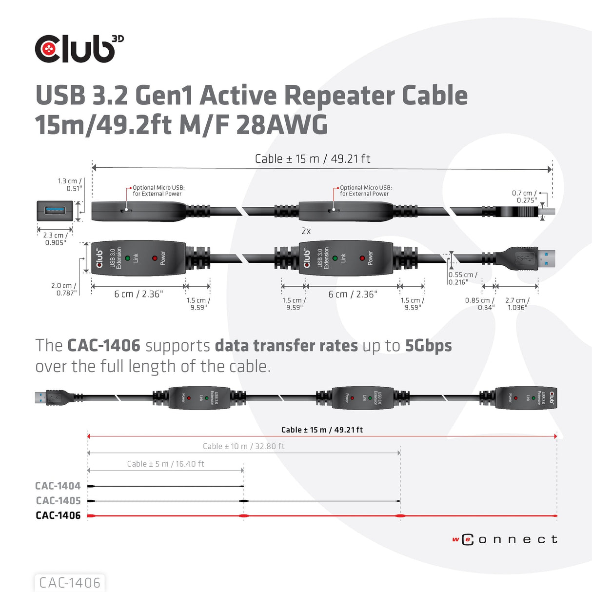 EAN 8719214471798 - CLUB3D CAC-1406 cable USB USB 3.2 Gen 1 (3.1 Gen 1) 15 m USB A Negro imagen 5