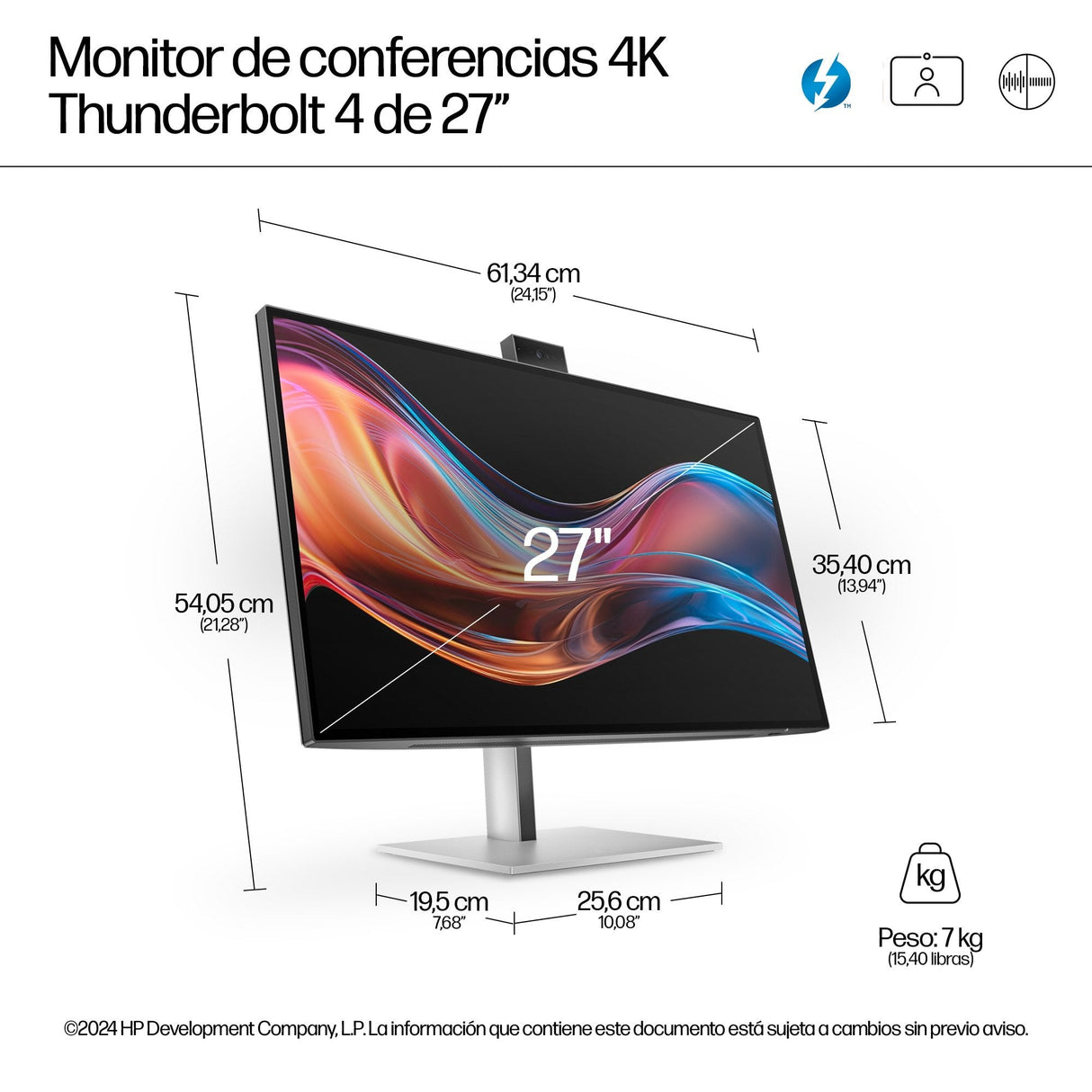 EAN 0197497774573 - HP Series 7 Pro 27 inch 4K Conferencing Monitor - 727pm pantalla para PC 68,6 cm (27") 3840 x 2160 Pixele imagen 7